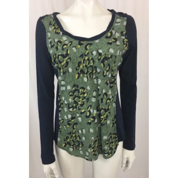 Ella Moss Semi Sheer Front Color Block Top Small - Picture 1 of 5